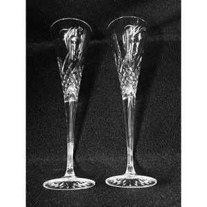Waterford Crystal Lismore Essence Champagne Flutes Monogram W Set of 2